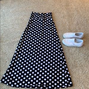 Black and white polka dot maxi skirt
